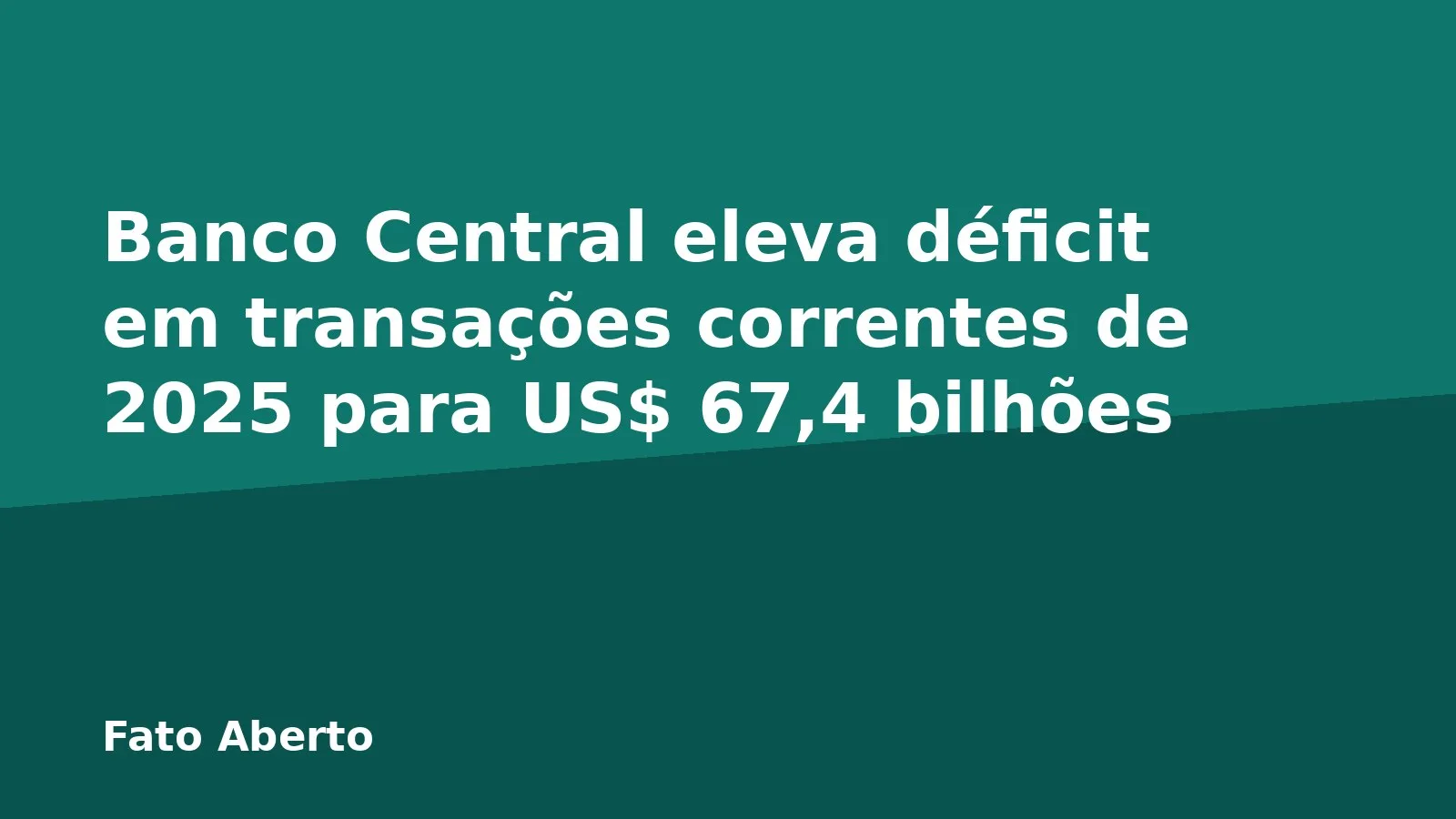Banco Central eleva déficit em transações correntes de 2025 para US$ 67,4 bilhões