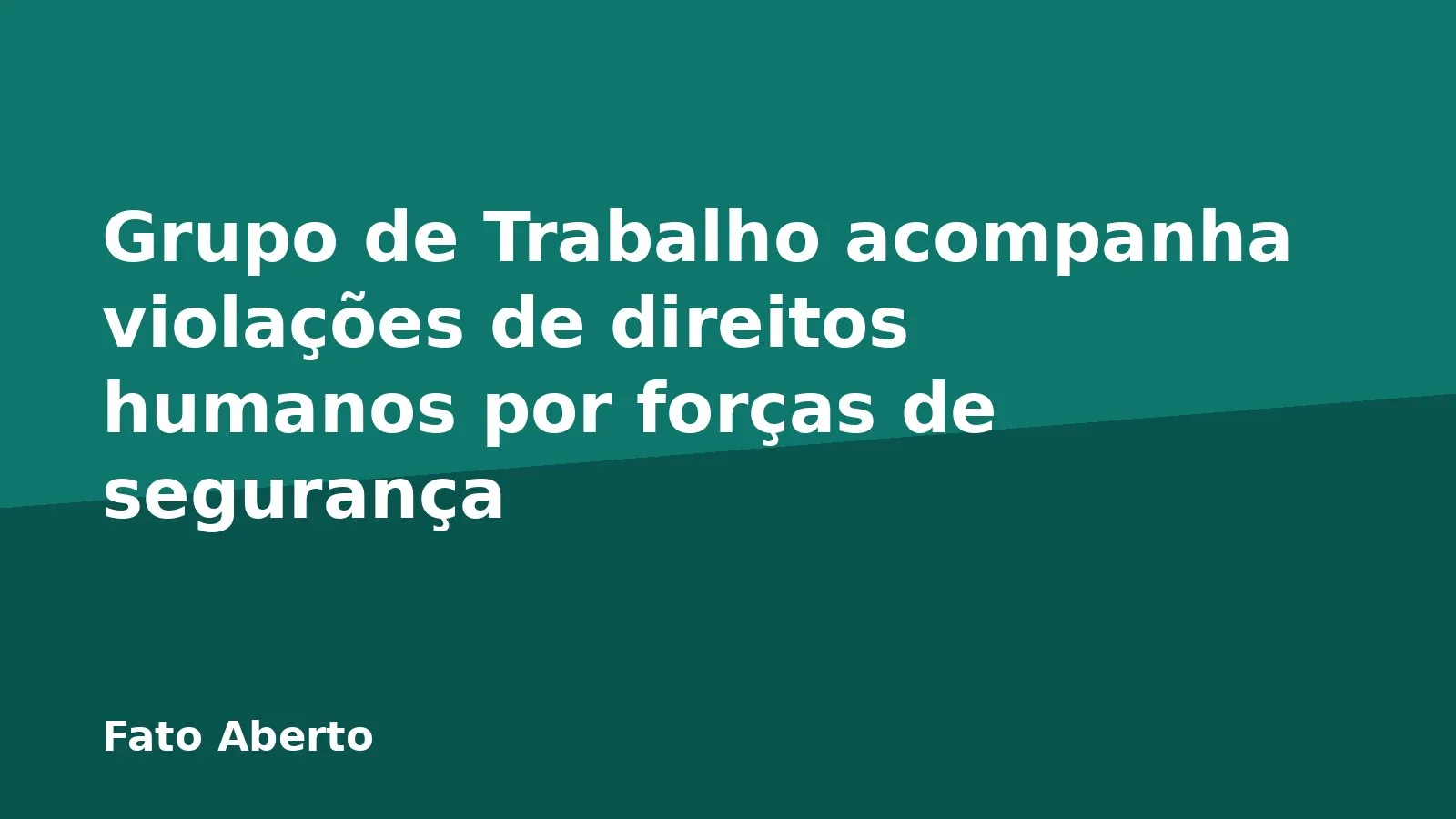 Grupo de Trabalho acompanha violações de direitos humanos por forças de segurança