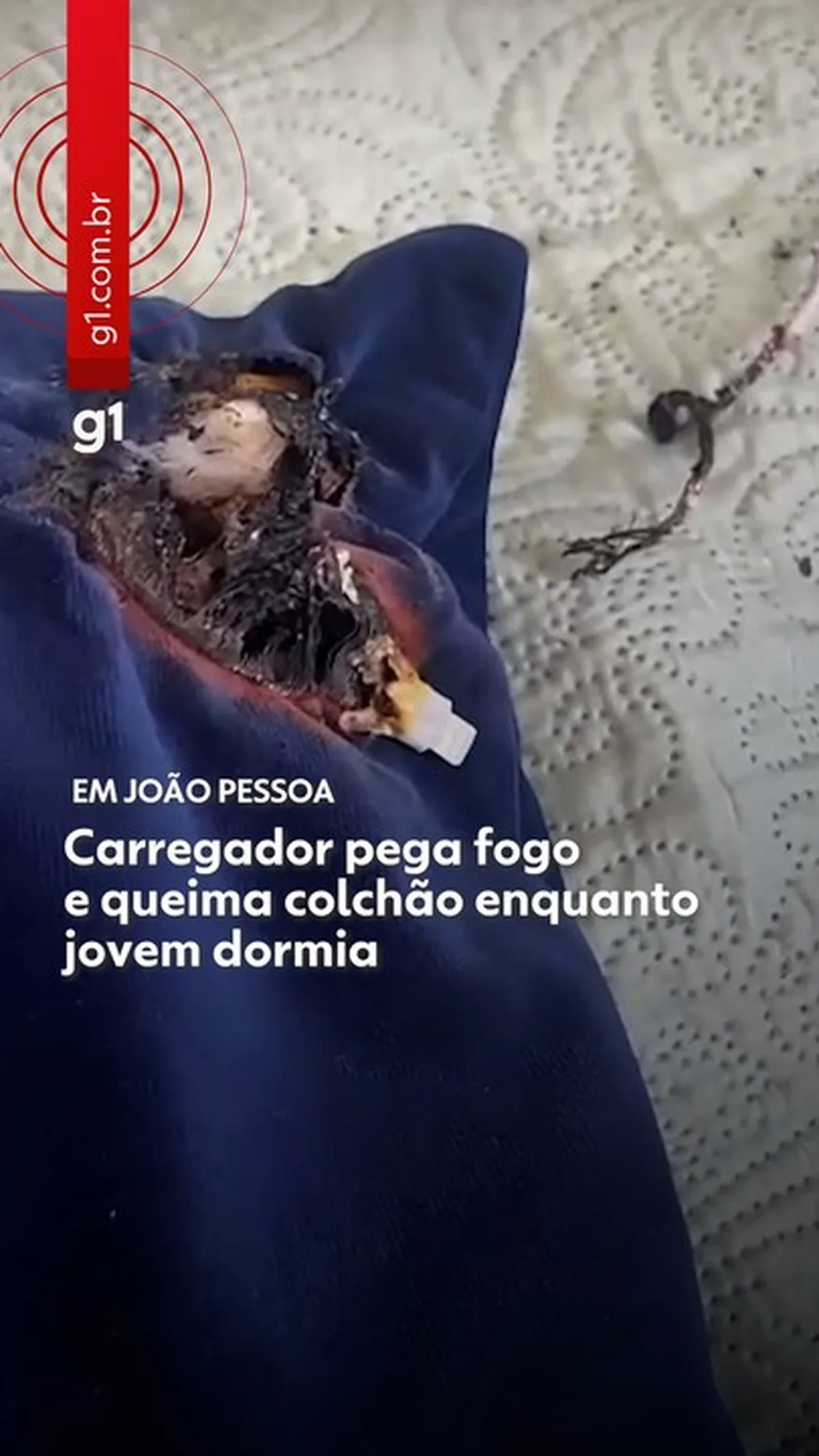 Carregador incende colchão enquanto jovem dormia em João Pessoa