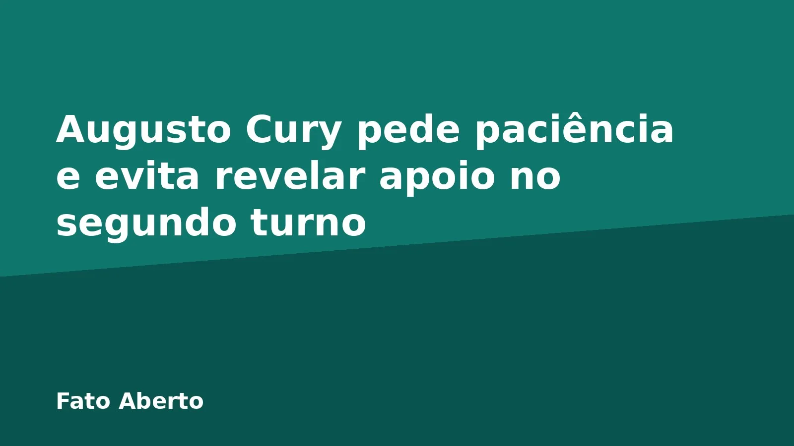 Augusto Cury pede paciência e evita revelar apoio no segundo turno