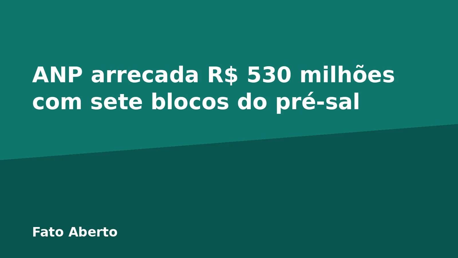 ANP arrecada R$ 530 milhões com sete blocos do pré-sal