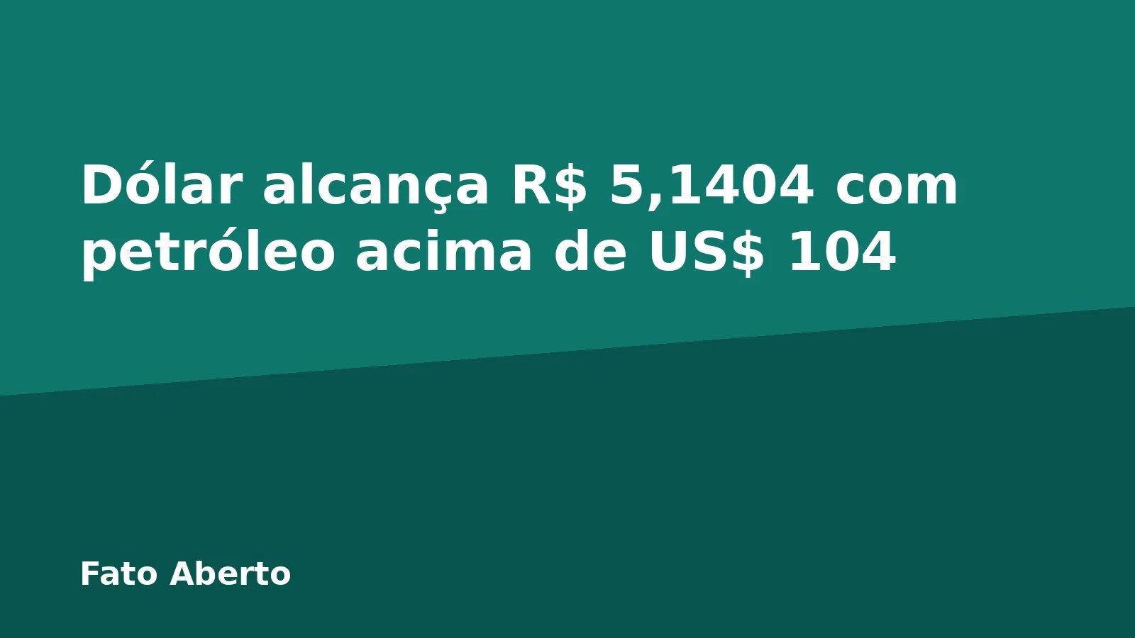 Dólar alcança R$ 5,1404 com petróleo acima de US$ 104