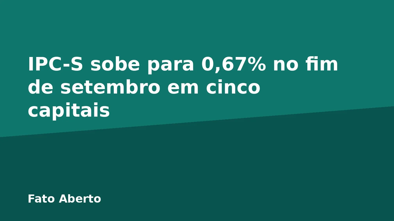 IPC-S sobe para 0,67% no fim de setembro em cinco capitais